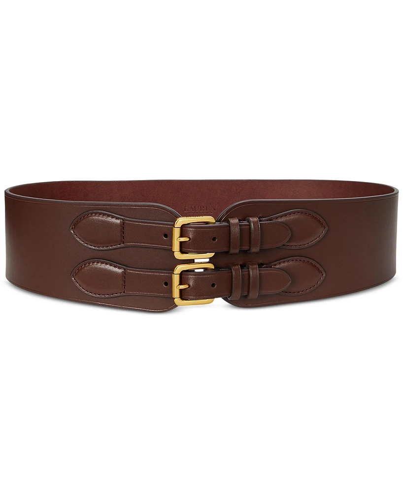 Lauren Ralph Women's Double Buckle Wide Belt