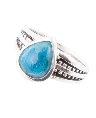 Barse Astro Genuine Blue Apatite Teardrop Sterling Silver Ring