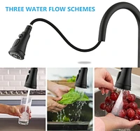 Streamdale Furniture Double Handle Bridge Kitchen Faucet With Pull-Down Spray Head