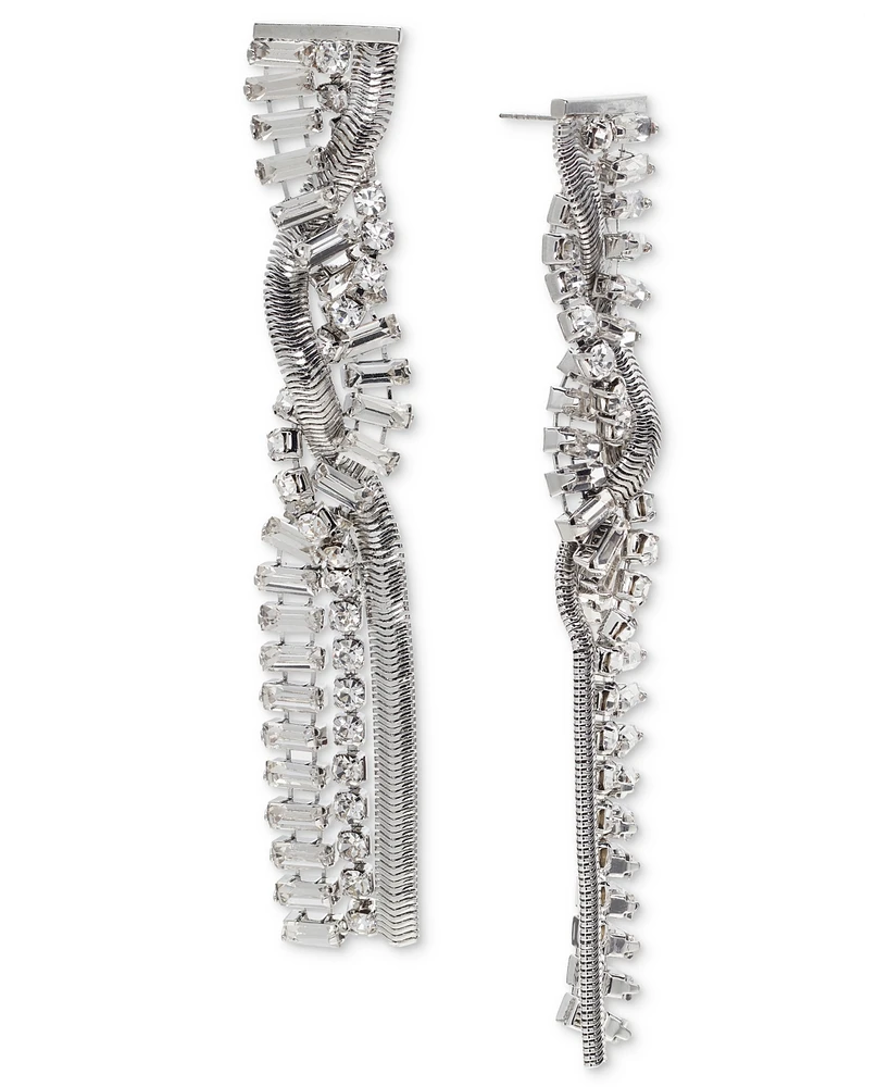 I.n.c. International Concepts Crystal & Snake Chain Twisted Linear Drop Earrings, Created for Macy's