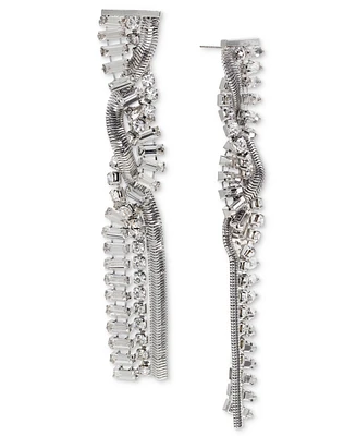 I.n.c. International Concepts Crystal & Snake Chain Twisted Linear Drop Earrings, Created for Macy's