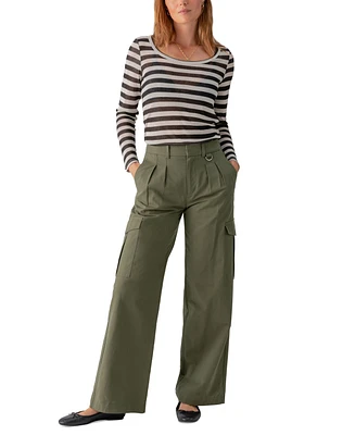 Sanctuary Women's Frankie Wide-Leg Pleated Cargo Pants