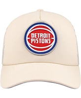 Mitchell & Ness Men's Cream Detroit Pistons Trucker Adjustable Hat