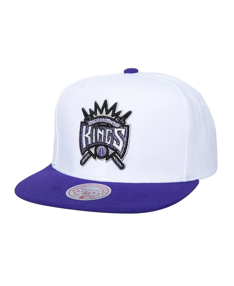 Mitchell & Ness Men's White Sacramento Kings Soul Logo Shine 2-Tone Snapback Hat