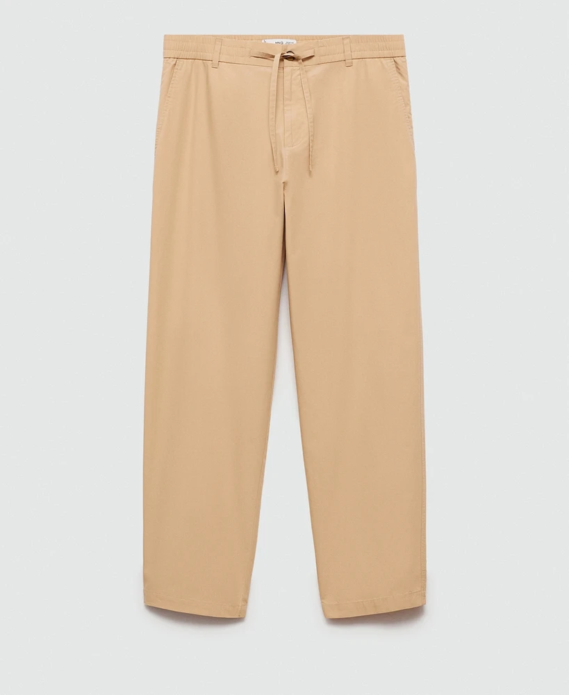 Mango Men's Drawstring Cotton Trousers