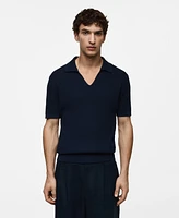 Mango Men's Ribbed Knit Polo Shirt