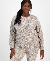 Id Ideology Plus Snakeskin-Print Fleece Sweatshirt, Created for Macy's