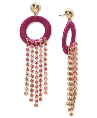 I.n.c. International Concepts Gold-Tone Ribbon-Wrapped Circle & Color Crystal Fringe Statement Earrings, Created for Macy's