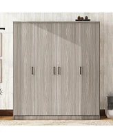 Simplie Fun 4-Door Wardrobe with 1 Drawer, Gray