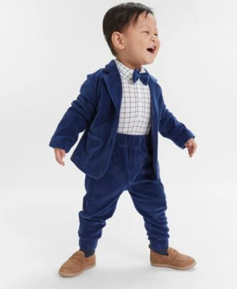 First Impressions Baby Boys Velour Blazer Bodysuit Pants Set Created For Macys