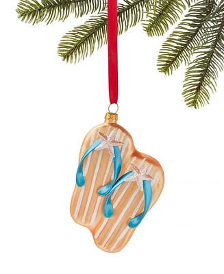 Holiday Lane Seaside Flip Flops with Starfish Ornament, Created for Macy's