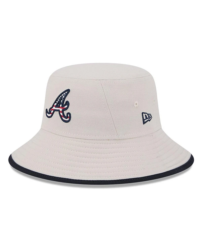 New Era Men's Khaki Atlanta Braves 2024 Fourth of July Bucket Hat