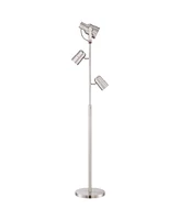 Possini Euro Design Nuovo Modern Task Floor Lamp Tree 3-Light 70" Tall Brushed Nickel Silver Adjustable Bullet Heads Bright Lighting for Living Room R