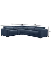 Nevio 5-Pc. Fabric Power Headrest L-Shape Sectional and Console with Motion Chairs