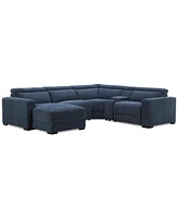 Nevio -Pc. Fabric Power Headrest Sectional and Chaise with 2 Motion Chairs
