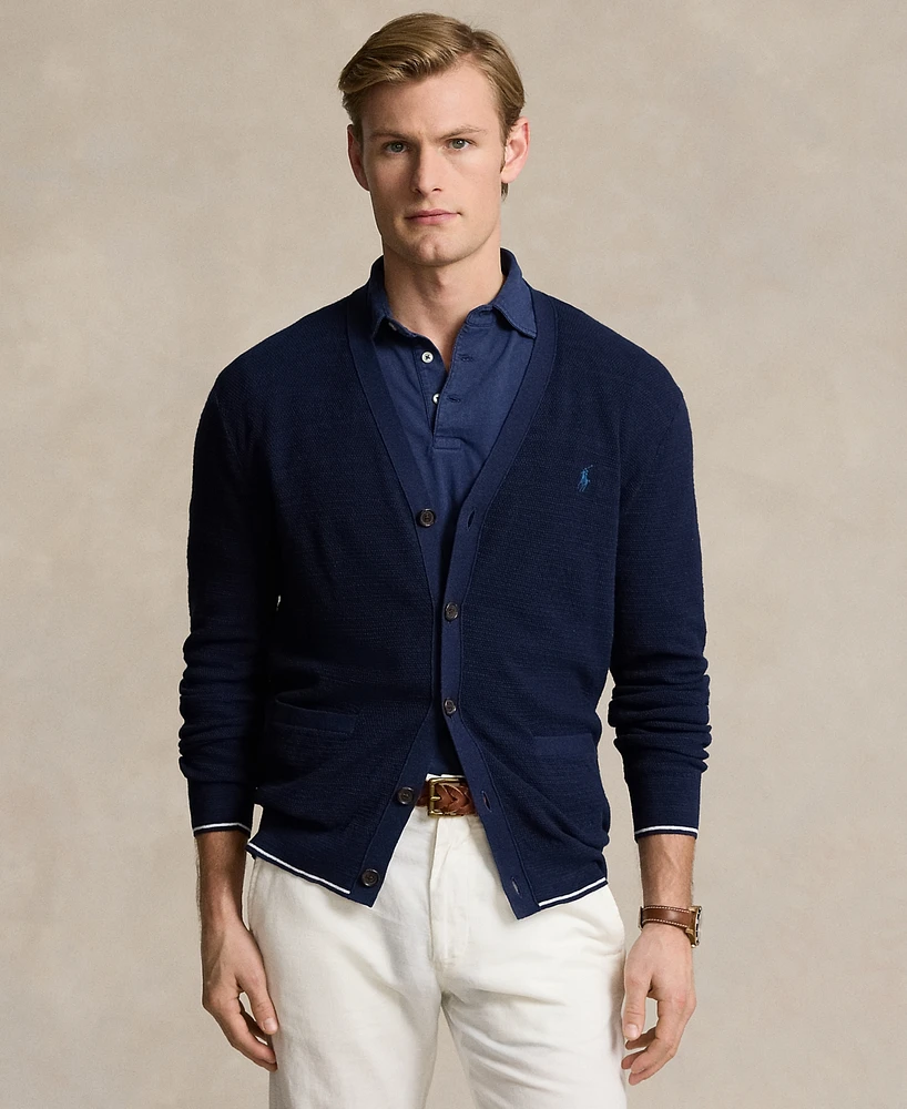 Polo Ralph Lauren Men's Textured Cotton-Linen V-Neck Cardigan