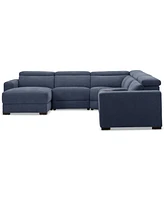 Nevio 6-Pc. Fabric Power Headrest Sectional with Chaise & Console and 1 Motion Chair