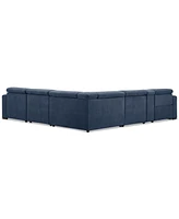 Nevio 6-Pc. Fabric Power Headrest Sectional with Chaise & Console and 1 Motion Chair