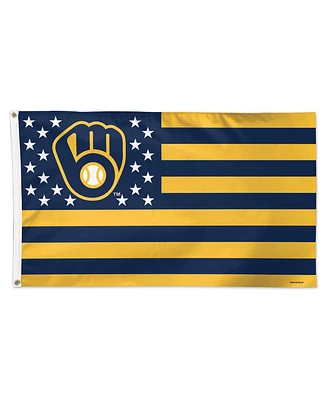 WinCraft Milwaukee Brewers 3' x 5' Americana Stars Stripes Deluxe Flag