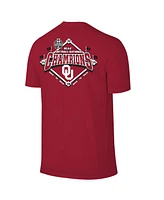 Original Retro Brand Men's and Women's Crimson Oklahoma Sooners Four-Peat Ncaa Softball College World Series Champions T-Shirt