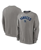 Nike Men's Heather Charcoal New York Yankees Classic Fleece Performance Pullover Sweatshirt