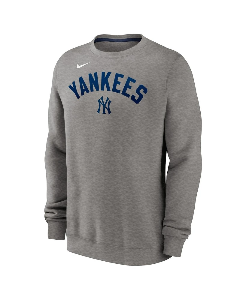 Nike Men's Heather Charcoal New York Yankees Classic Fleece Performance Pullover Sweatshirt