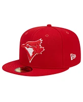 New Era Men's Red Toronto Blue Jays Logo 59FIFTY Fitted Hat