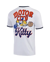 Ripple Junction Men's White Garfield Detroit Baseball Ringer T-Shirt