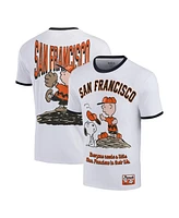 Ripple Junction Men's White Peanuts San Francisco Baseball Ringer T-Shirt