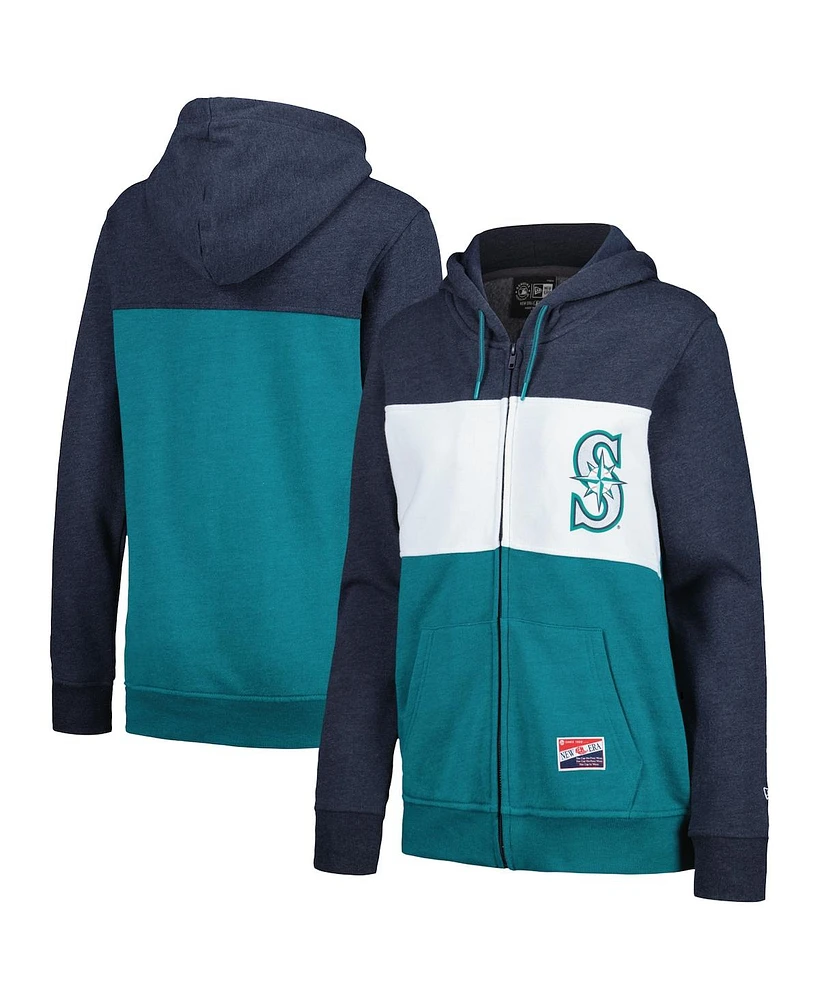 New Era Women's Navy Seattle Mariners Color Block Full-Zip Hoodie Jacket