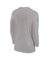 Nike Men's Gray Miami Dolphins Sideline Coach Uv Performance Long Sleeve T-Shirt