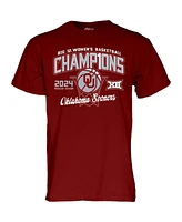 Blue 84 Men's and Women's Crimson Oklahoma Sooners 2024 Big 12 Basketball Regular Season Champions T-Shirt