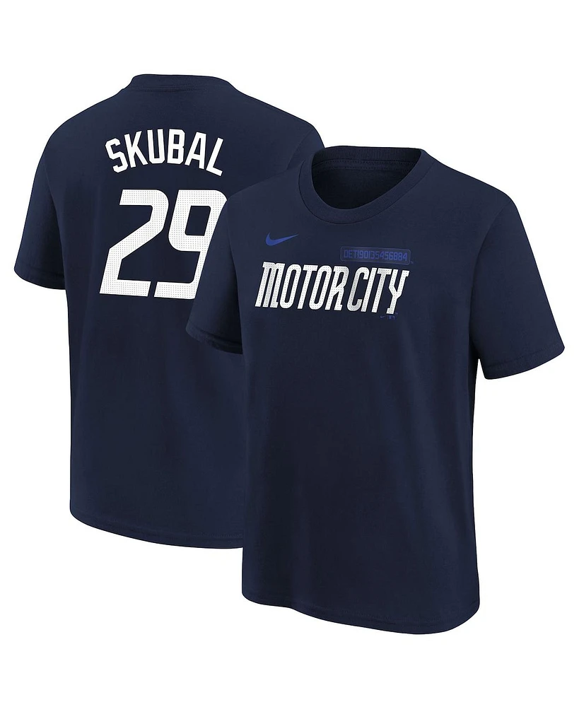 Nike Big Boys and Girls Tarik Skubal Navy Detroit Tigers 2024 City Connect Name Number T-Shirt