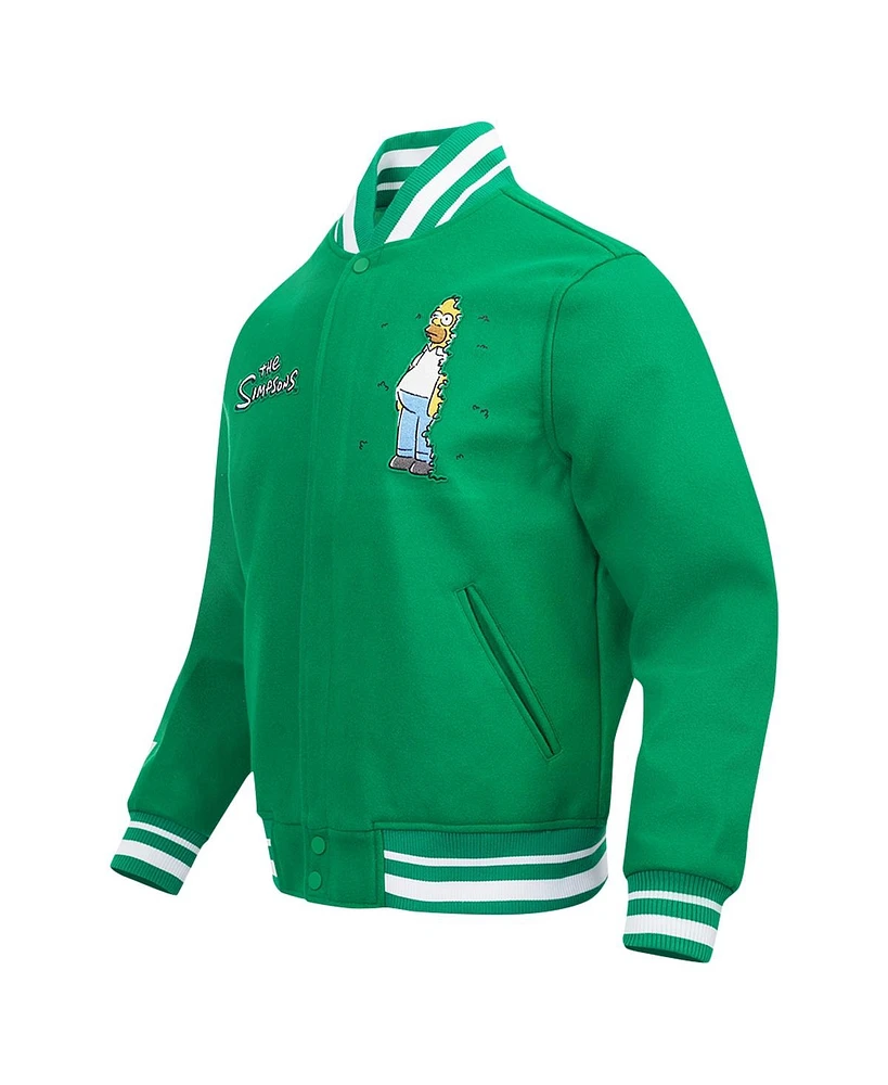 Freeze Max Men's Homer Simpson Kelly Green the Simpsons Hiding Bushes Full-Zip Varsity Jacket
