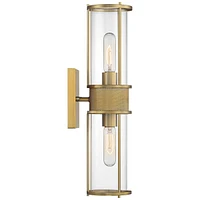 Possini Euro Design Miranda Modern Wall Light Sconce Warm Brass Gold Hardwired 4 1/2" 2