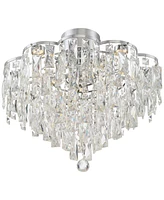 Vienna Full Spectrum Villette Luxury Close to Ceiling Light Semi-Flush Mount Fixture Led Chrome 19 3/4" Wide Chandelier Style Clear Crystal for House