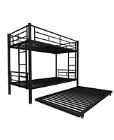 Simplie Fun Heavy-duty Sturdy Meta Twin over Full Bunk Bed/l/ Noise Reduced/ Safety Guardrail/No Box Spring Needed, Black