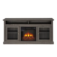 Streamdale Furniture 60" Classic Dark Walnut Fireplace Tv Stand with Adjustable Shelves and Ample Storage