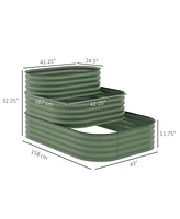 Streamdale Furniture 3-Tier Galvanized Raised Garden Bed with Bottomless Design and Safety Edging