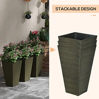 Streamdale Furniture Elegant Stackable Wood-Look Outdoor Planters (Set of 3)