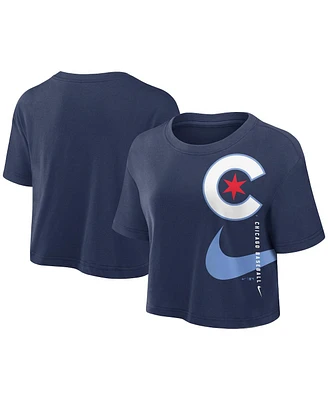 Nike Women's Navy Chicago Cubs City Connect Performance Cropped T-Shirt