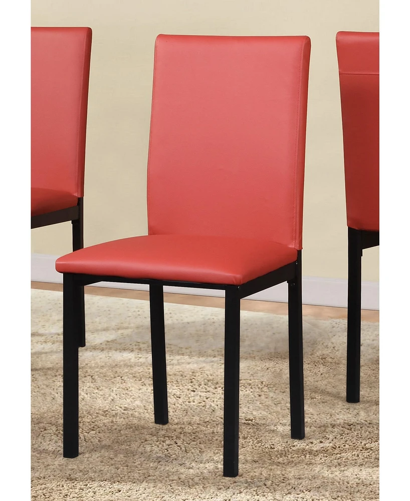 Simplie Fun Faux Leather Seat Metal Frame Dining Chairs, Set of 4, Red