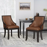 Simplie Fun Elegant Cognac Brown Dining Chairs Modern Curves, Easy Assembly