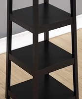 Coat Rack w/ 3-Tier Storage Shelves in Black Finish