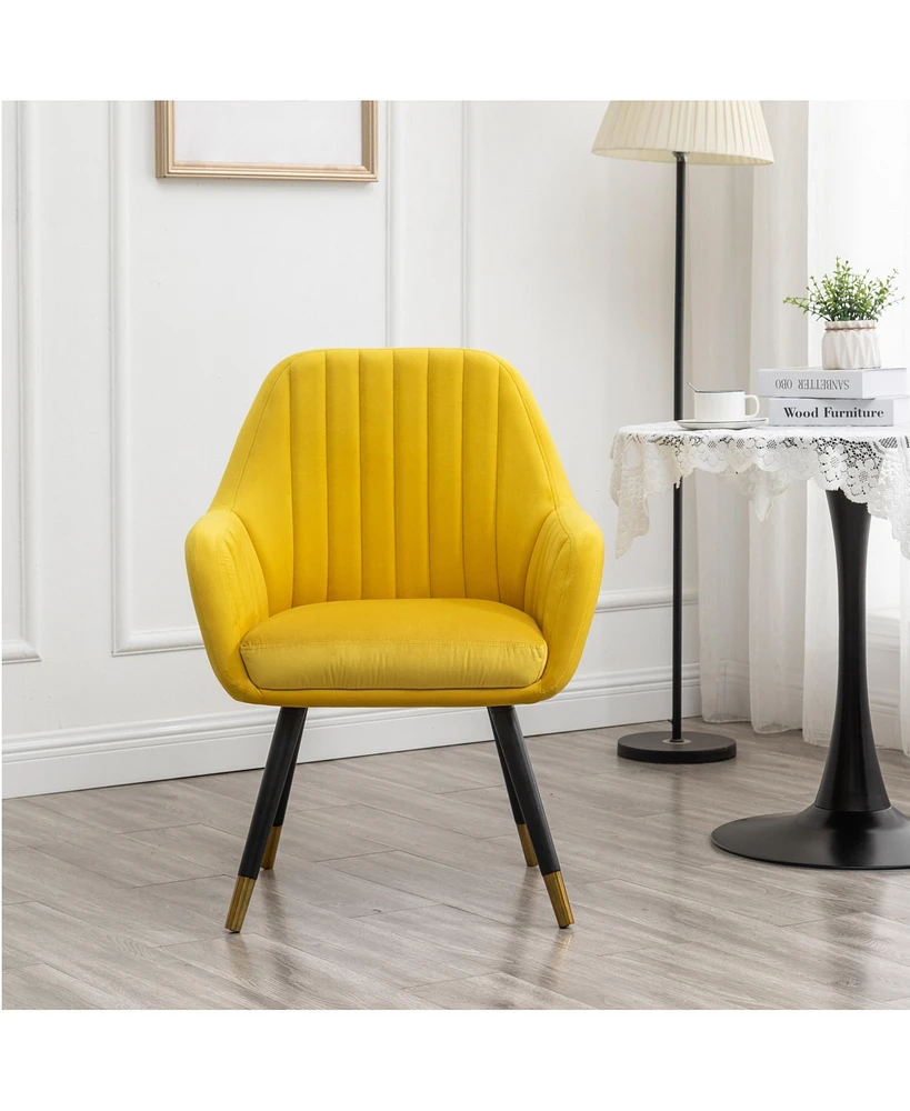 Simplie Fun Contemporary Velvet Upholstered Accent Chair, Yellow