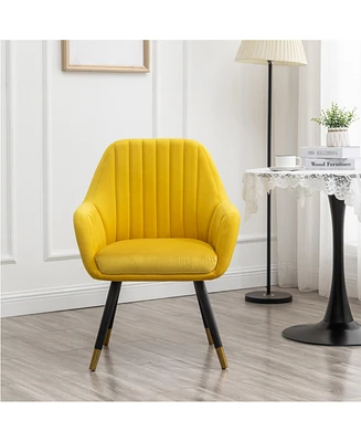 Simplie Fun Contemporary Velvet Upholstered Accent Chair, Yellow