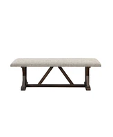 Simplie Fun Pascaline Bench, Gray Fabric, Rustic Brown & Oak Finish