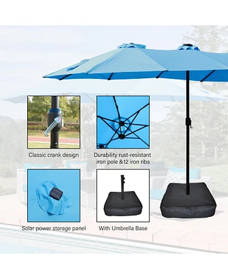 Streamdale Furniture 15ft Double-Sided Market Umbrella with Crank Lift for Ample Shade