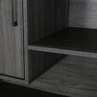Contemporary Faux Wood Bookcase with Cabinets and Iron Legs