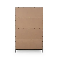 Contemporary Faux Wood Bookcase with Cabinets and Iron Legs